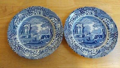 2 SPODE BLUE ITALIAN 7.5" PLATES COBALT ENGLAND - Image 1 of 4