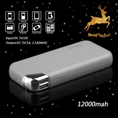 US Portátil Dual USB 12000mAh Bateria Externa LED Carregador Power Bank Para Telefone - Imagem 1 de 4