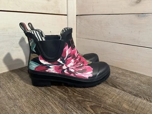 Joules WELLIBOB wasserdichte Gummistiefeletten Größe 6 marineblau pink geblümt - Bild 1 von 8