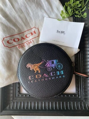 MONEDERO REDONDO COACH NEGRO/MULTI REXY & CARRIAGE 88766 Nuevo con bolsa Foto 1 de 4