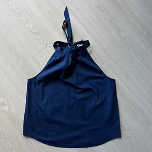 J Crew Factory Bow Back Halter Top Size Medium Blue Sleeveless - Picture 1 of 9