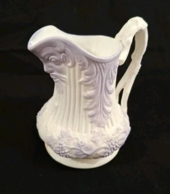Antique Sam Alcock Bacchus Creamer Embossed Grapevine Lavender/White England  - Image 1 of 4