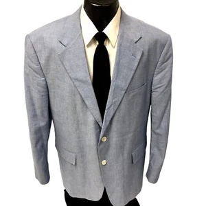Adolfo Men's CHAMBRAY Cotton Sport Coat Blue Jacket Tropical Boating Blazer 44 R - Picture 1 of 6
