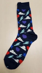 Hearts & Stars Clouds Lightning Socks Novelty Unisex 6-12 Crazy Fun SF19 - Picture 1 of 1