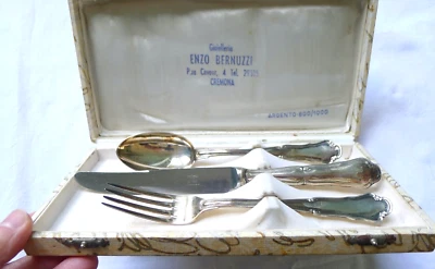 idea regalo set 3 posate argento 800 CLEMENTI BUCCELLATI BOLOGNA 1950 - Immagine 1 di 4