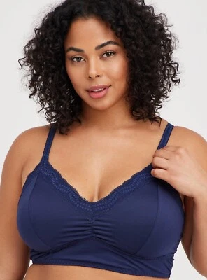 Torrid Lightly Lined Microfiber Longline Bralette Peacoat Blue Size 1 14-16 EUC - Image 1 of 4