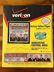 Verizon Yellow Pages Directory Worcester Central Phone Book 2006 Maps Menus Mass - Picture 1 of 12