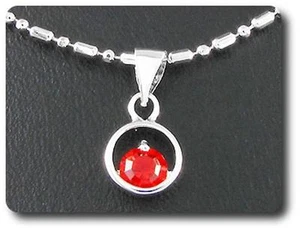 PENDENTIF OXYDE DE ZIRCONIUM 1 x 5 mm Plaqué Or Blanc 18 K + CHAINE - Picture 1 of 4