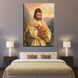 Jesus Christ And Sheep Canvas Prints Painting Wall Art Home Decor Picture 1P - Picture 1 of 4