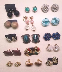 Vintage Ohrring Konvolut 16 Paar gemischt bunt Schraubverschlüsse & Clip On TOP  - Bild 1 von 11