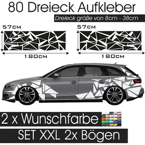 Seitenaufkleber Set XXL Dekorbögen Dreiecke 80 Teilig - 2 Farbig-n - Picture 1 of 4
