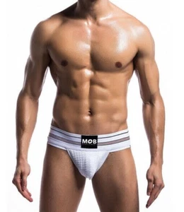 MENS JOCKSTRAP WHITE 3 INCH WAISTBAND JOCK STRAP MENS UNDERWEAR ATHLETIC SUPPORT - Picture 1 of 5
