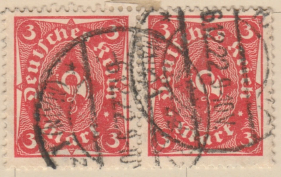 Dt. Reich DR German Empire Germany 1922 Wmk Network 3M Used Pair A18P32F468 - Image 1 of 1