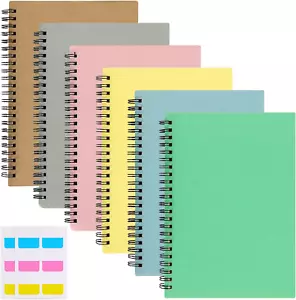 6 Pack Spiral Notebook 8.3"x5.9" Ruled Paper Notebooks for School Office Writing - Picture 1 of 11