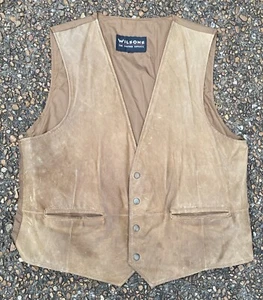 Wilsons Mens Caramel Leather Sleeveless V-Neck Button Front Vest Sz L Large 44 - Picture 1 of 9
