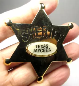 Vintage Texas Jaycees JCs Souvenir Metall Sheriff Star Pin Brosche Western Abzeichen - Bild 1 von 4