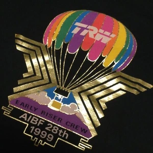 TRW Hot Air Balloon T-Shirt SZ M Black 1999 AIBF Early Risers Club Albuquerque - Picture 1 of 5