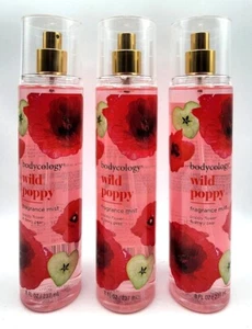 3 Bodycology WILD POPPY Fragrance Mist Spray Poppies Flower& Dewy Pear Peach Lot - Picture 1 of 10