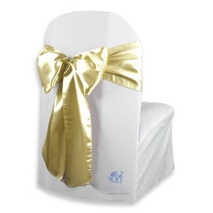 100 Stck. Satin Stuhlhusse Schleife Schärpe 108"x8" - Champagner - Hochzeit Party yo - Bild 1 von 5