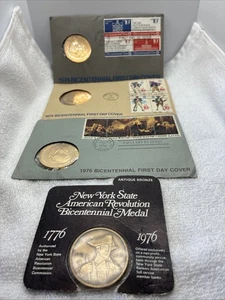 Bicentennial First Day Covers & Medals W/STAMPS MIX LOT WITH BRONZE 1976 Coin - Picture 1 of 13