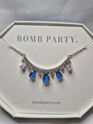 Bomb Party September Necklace "Hinting To You" Sapphire On Rhodium Plating Retro - Image 1 of 4