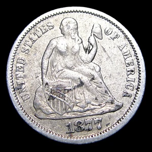 1877 Sitzende Freiheit Groschen Silber ---- schöne Details Münze ---- #206M - Bild 1 von 2
