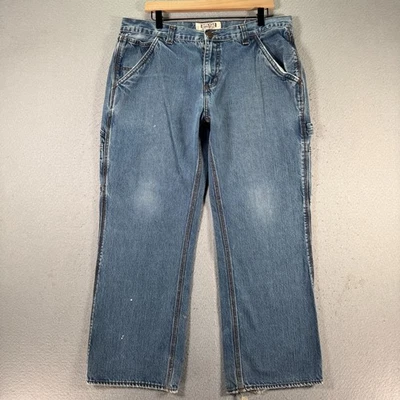 Pantalones de mezclilla rectos lavados a la luz azul 36x30 vintage Big Mac Carpenter cómodos Foto 1 de 4