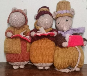 3 x gestrickte Mäuse viktorianisch Dickensian Carol Singers 6" hoch - Bild 1 von 5