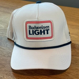 Budweiser Light Hat Pins Aces Rope Accent Golf Cap Beer Magnetic White - Picture 1 of 5