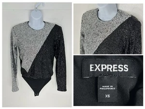 EXPRESS Color Block Pailletten starke Schulter Tanga Body Gr. XS Party Festival - Bild 1 von 12