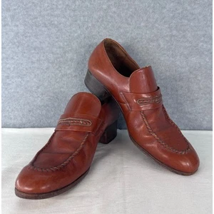 Vintage Bostonian Men’s sz 8 Slip On 70s Style Loafer Disco Workwear Office - Picture 1 of 13