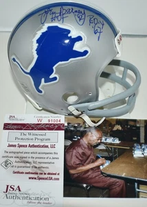 LEM BARNEY HANDSIGNIERTER TB 2 BAR MINIHELM DETROIT LIONS ROY 67, HOF 92 JSA - Bild 1 von 7