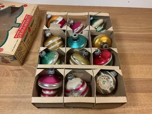 12 Gemüse Glas gestreift Glimmer EINZUG & TORNADO Tropfen Weihnachtsschmuck glänzend Brite - Bild 1 von 7