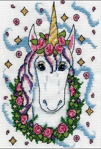 Counted Cross Stitch Kit ~ Design Works Floral Unicorn #DW3366 SALE! - Picture 1 of 5