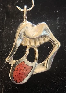 Vintage Nickle Silver PENDENTS Sticky Finger Chip Inlay Size 1-1/4" by 1" - Picture 1 of 2