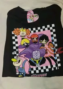Powerpuff Girls Black T-Shirt Size Large - Picture 1 of 1
