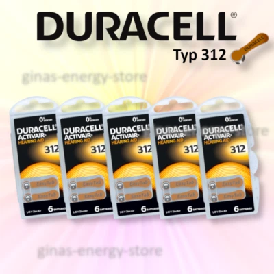 30 x Duracell ActivAir Hörgeräte Batterien Typ 312 PR41 Easy Tab 7,9 x 3,6mm NEU