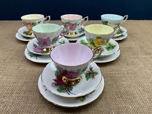 LOT DE 6 X TRIOS PARAGON HARRY WHEATCROFT CÉLÈBRES ROSES ANGLAISES OS CHINOIS - Photo 1/16