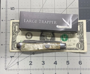 Large Traper Pocket Knife 3.75” Closed White Pearl Handle Rite Edge - Picture 1 of 3