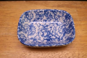 Workshop of G. Henn Rectangle Soap Dish Blue Spongeware 5.25 " x 3.90 " USA - Picture 1 of 4