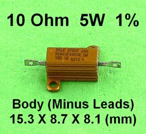 Dale 10 Ohm 5W 1% Wirewound Leistungswiderstand mit Kühlkörper Axialmontage 5 W Watt - Bild 1 von 3