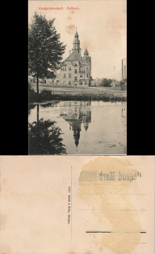 Ansichtskarte Großröhrsdorf Teich, Rathaus Fabrik 1913 eBay