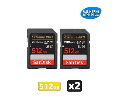 512GB Sandisk Extreme Pro SD Memory Card for Camera/Trail Cam/Computers (2 Pack) - Image 1 of 4
