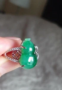 Certified Natural Grade A Icy Green Jadeite Jade w. & S925 Base Free Size - Picture 1 of 11
