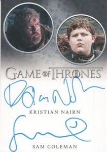 Game of Thrones Complete Series, Kristian Nairn, Sam Coleman Dual Autograph Card - Picture 1 of 2