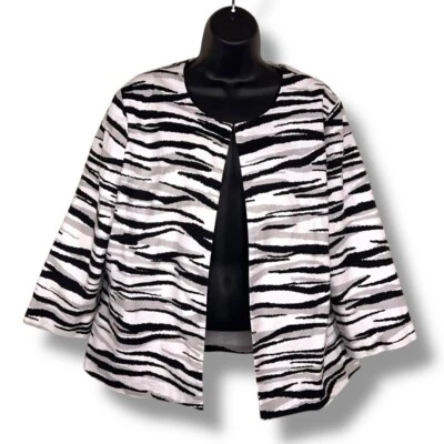 Blazer Talla 12 Chicos 2 Negro Blanco Cebra Forrado Algodón Estampado Animal Frente Abierto Foto 1 de 4