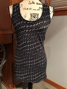 Twelve By Twelve Los Angeles Blue/Black Print Stretch Tank Top Size Small - Picture 1 of 5