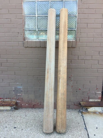 Antique Two Large Oak Fluted Porch Columns 65" Tall LOCAL PICK-UP CHICAGO Cover