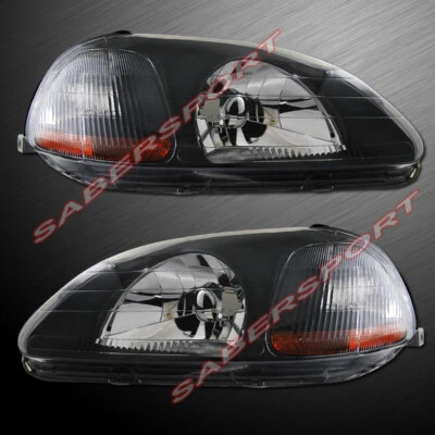 Juego de pares de faros de carcasa negros estilo OE para Honda Civic 1996-1998 Foto 1 de 2