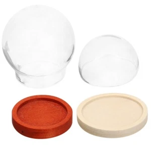 2 Pcs Wooden Pendant Accessories Mini Glass Dome Tiny Cloche Display Case - Bild 1 von 12